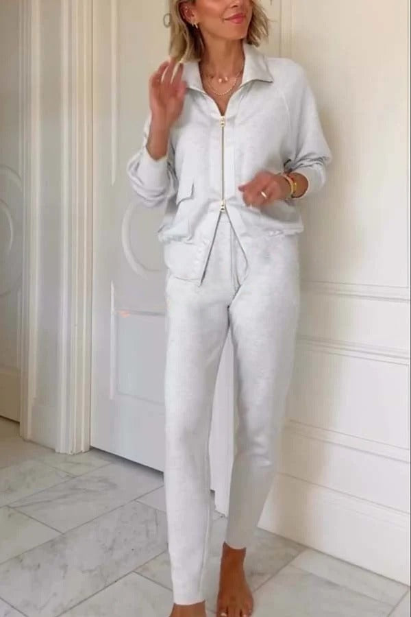 Ensemble sweat-shirt ample à manches longues et taille élastique avec poches Lissett 