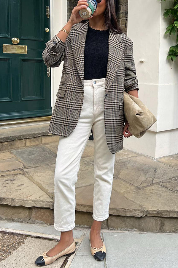 Fashionable stand collar woolen jacket Khaki