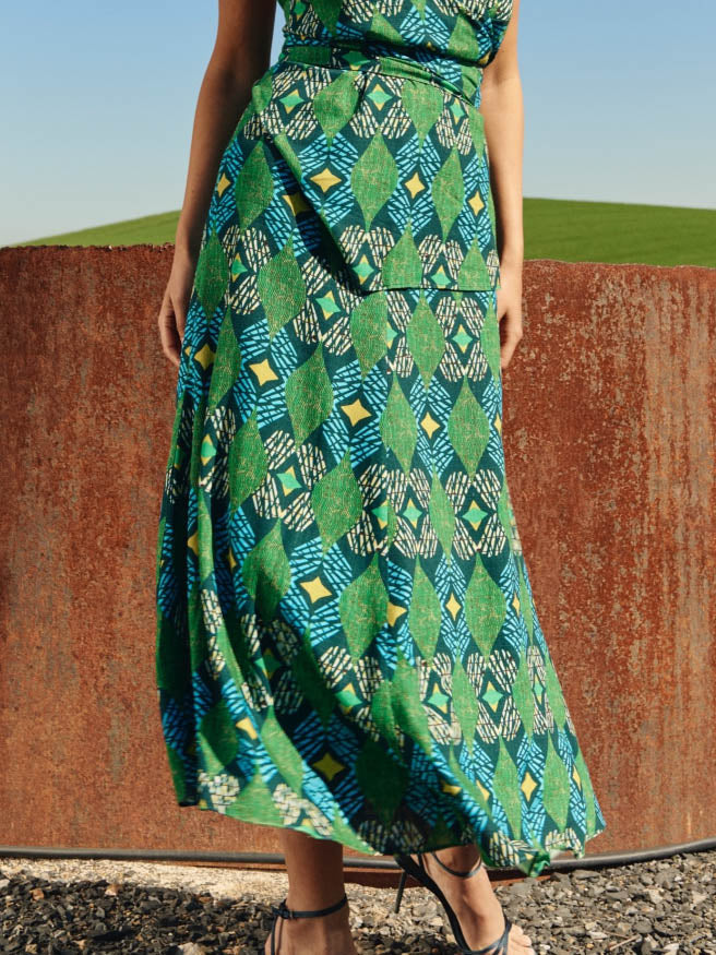 Lässiger Retro-Ausgestellter Rock mit geometrischem Print