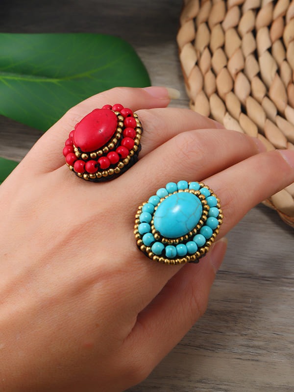 Turquoise Weave Ring Blue one size
