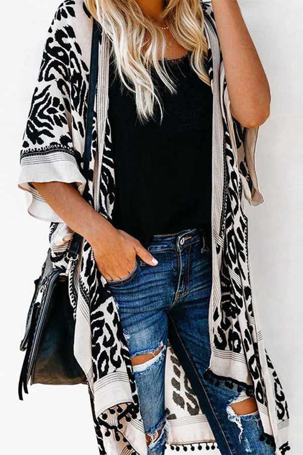 SEASIDE RETREAT BOHO PRINT KIMONO - 4 COLORS Black One Size