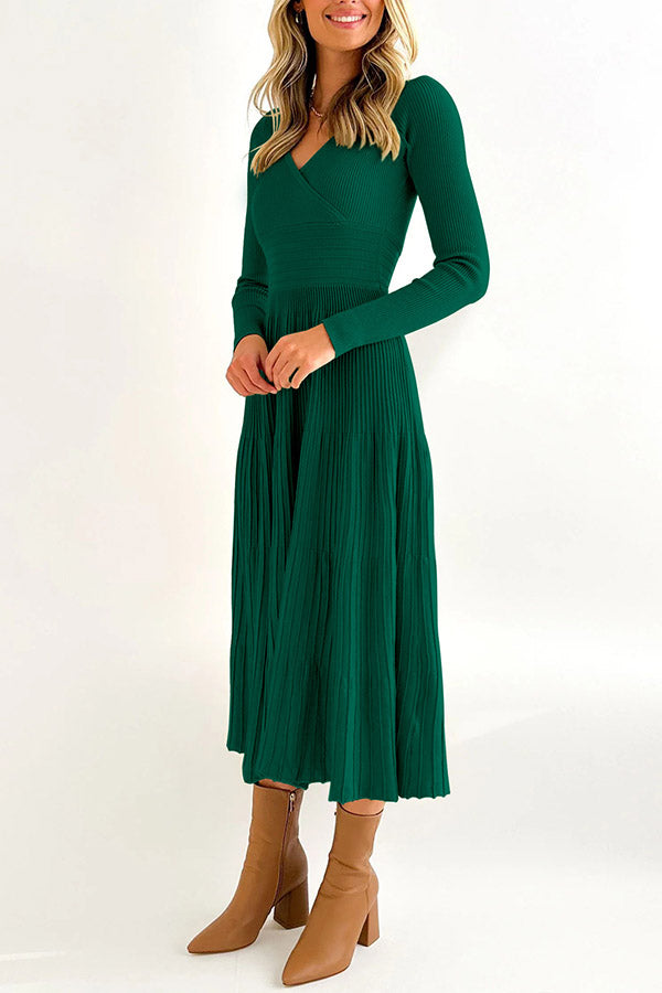 Irregular Ladies Solid Color Wool Knit Skirt Knitted Skirt dark green