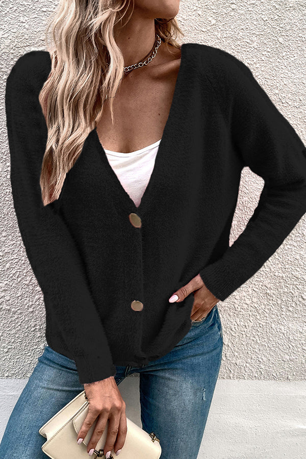 Simple Breasted Cardigan Sweater Jacket Black