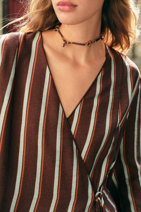 STRIPED WRAP JACKET