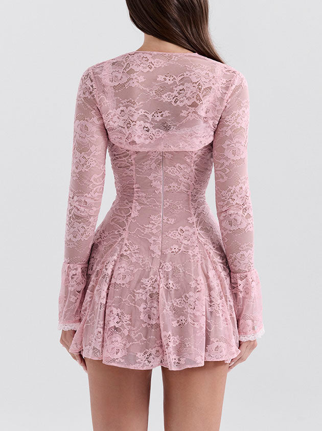 Elegantes Vintage Sexy Spitzen-Minikleid