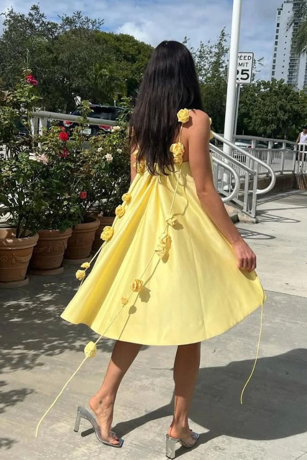 Chic floral suspender loose mini dress