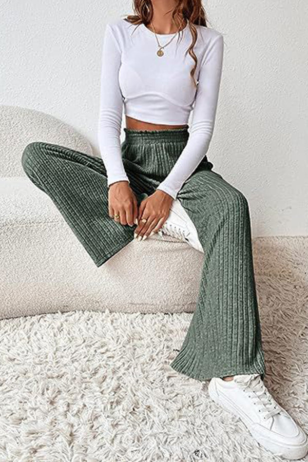 Casual loose knitted trousers Green XL