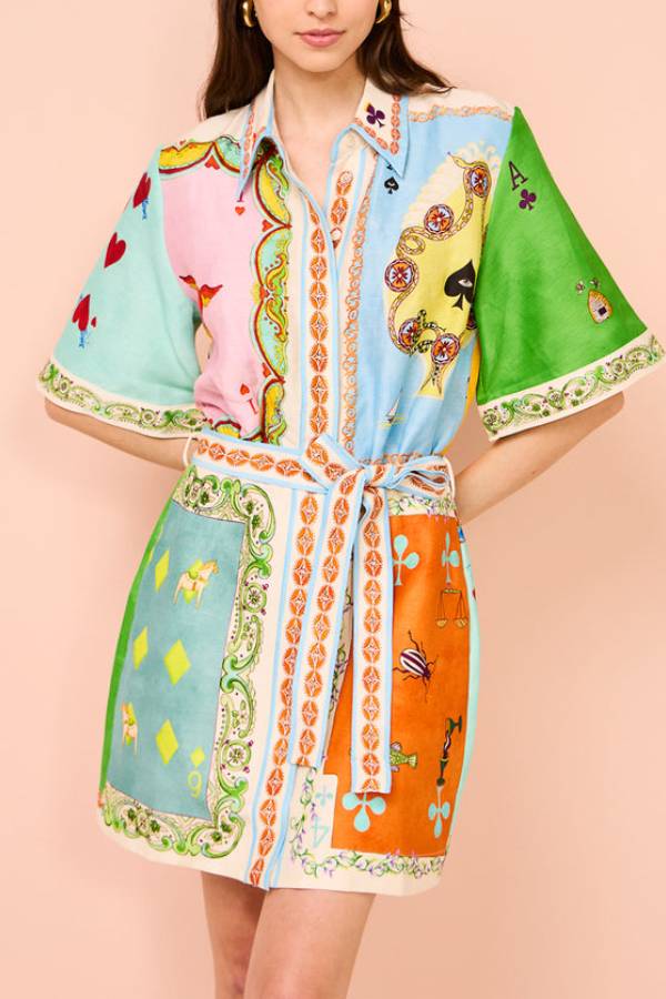 Panflay Rummy Mini Dress In Multi Cream