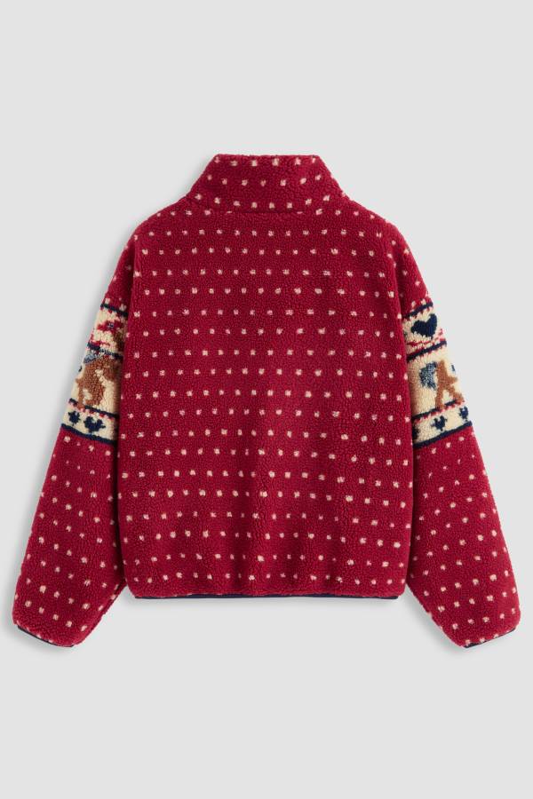 Fleece Collar Graphic Jacket