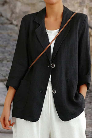 Versatile Long Sleeved Casual Loose Suit Jacket Black