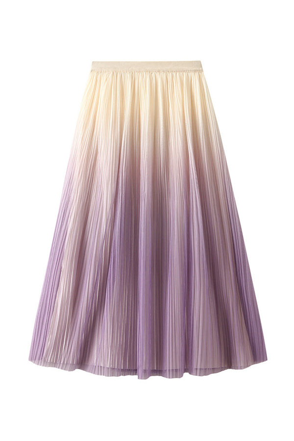 Elegant gradient pleated long skirt 2 one size