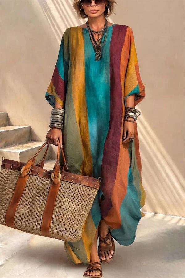 Nomad Stripe Oversized Linen Maxi Dress