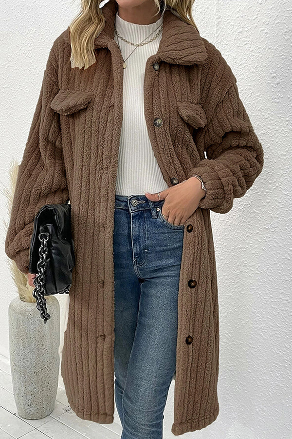 fur lapel plush top coat Brown