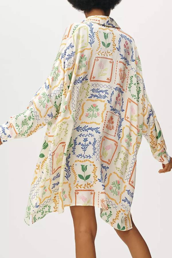 Corey Lynn Calter Long-Sleeve Printed Mini Shirt Dress