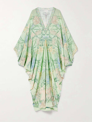 Robe midi surdimensionnée à imprimé floral et col en V