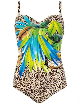 Plant Printed One-piece Swimsuit Leopard Print