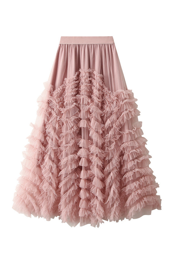 Slimming hip-covering gorgeous cake skirt Pink one size