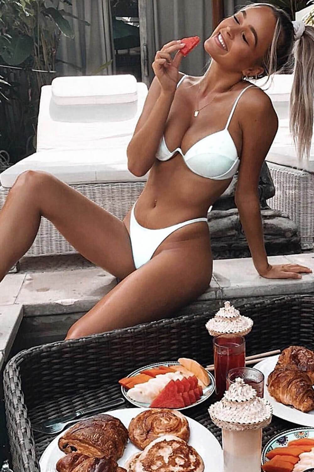 White Wire V Bra Bikini Top