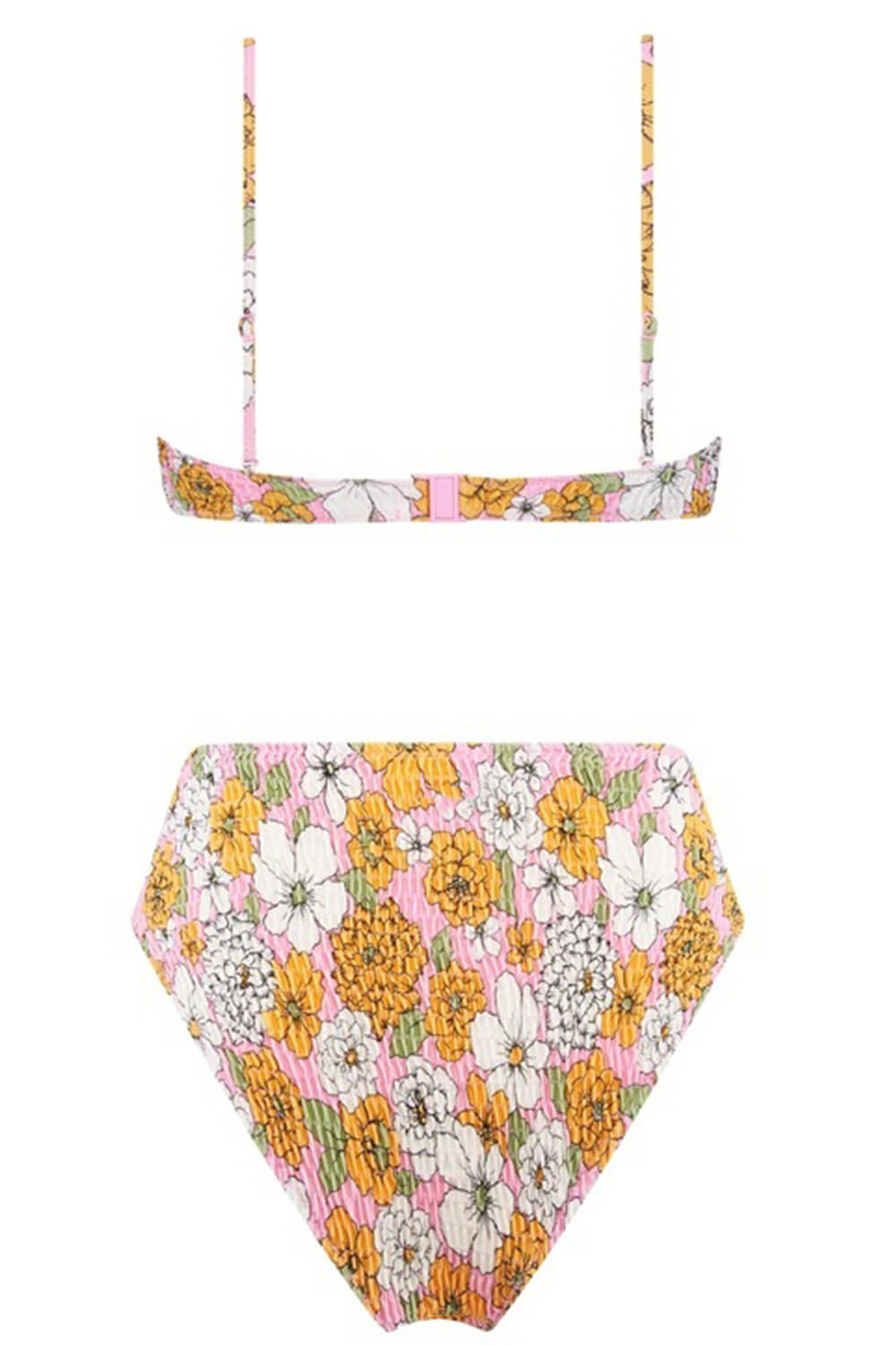 Hot Pink Floral Balconette Ruched Underwire Bikini Top