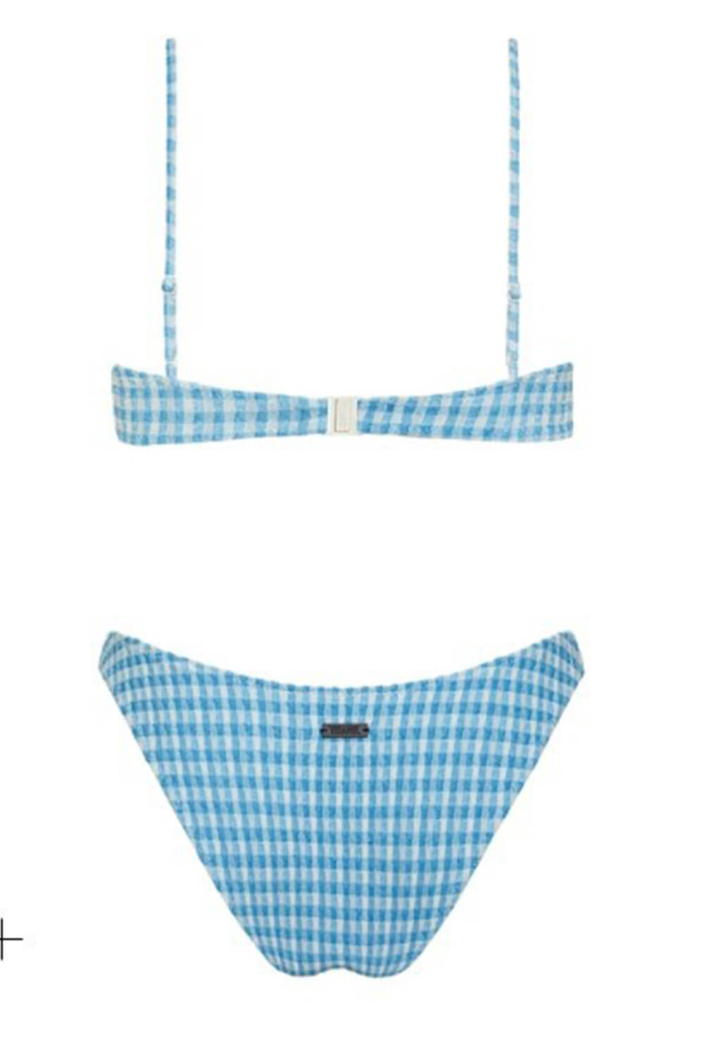 Blue Check Textured Bikini Bottoms