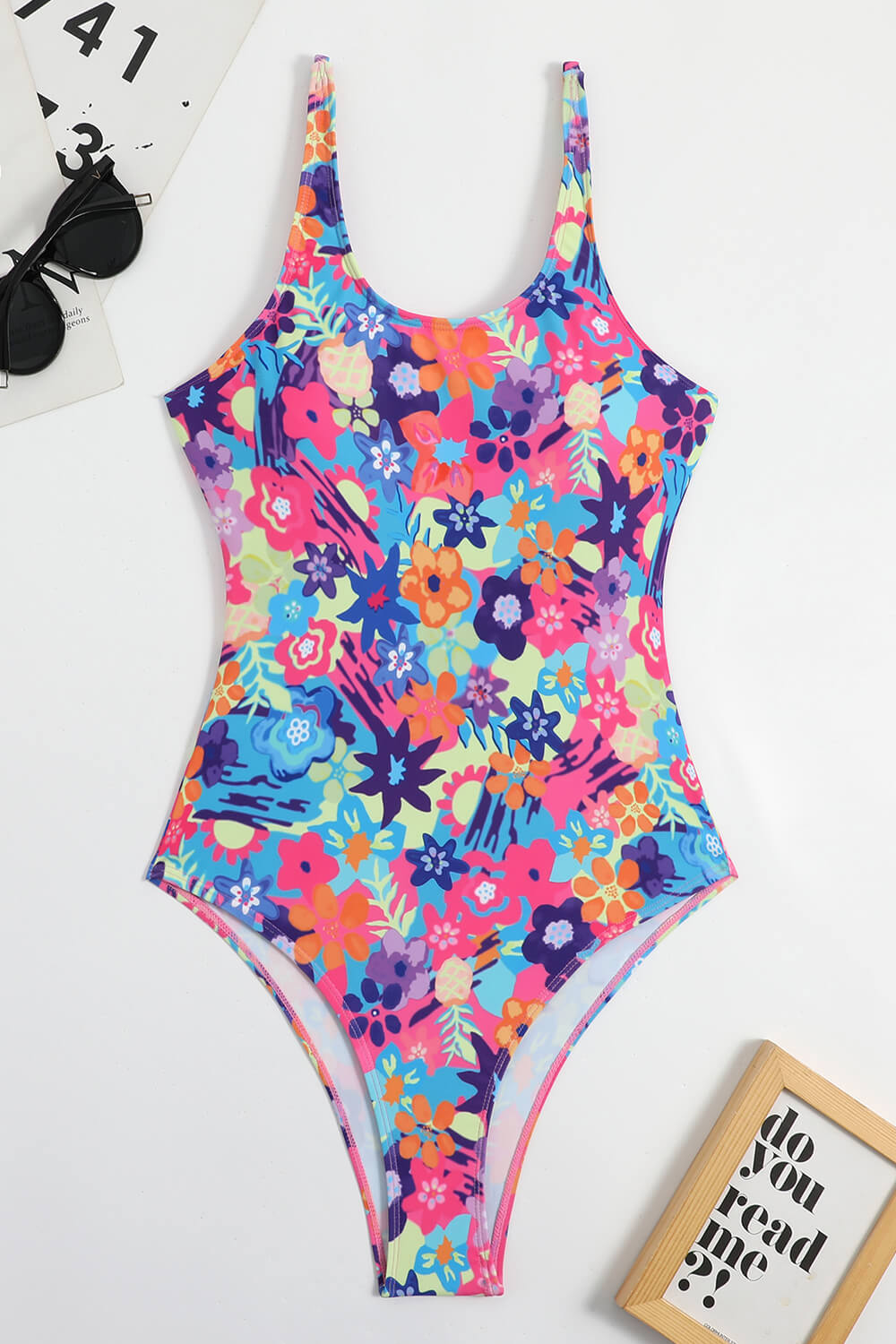 Rainbow Jungle Print Scoop One Piece Swimsuit
