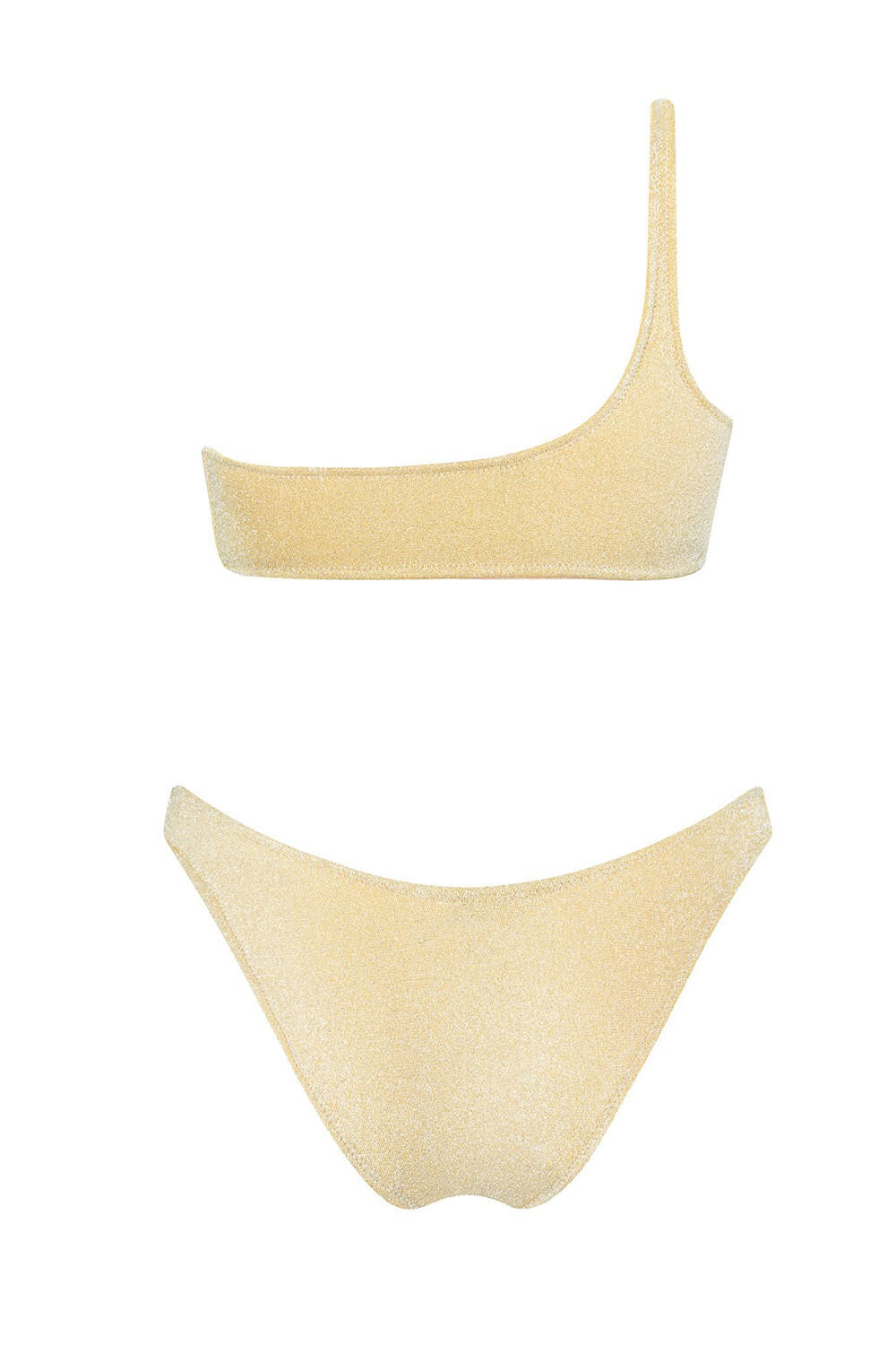 Shimmer Lurex One Shoulder High-Cut Bikini Set
