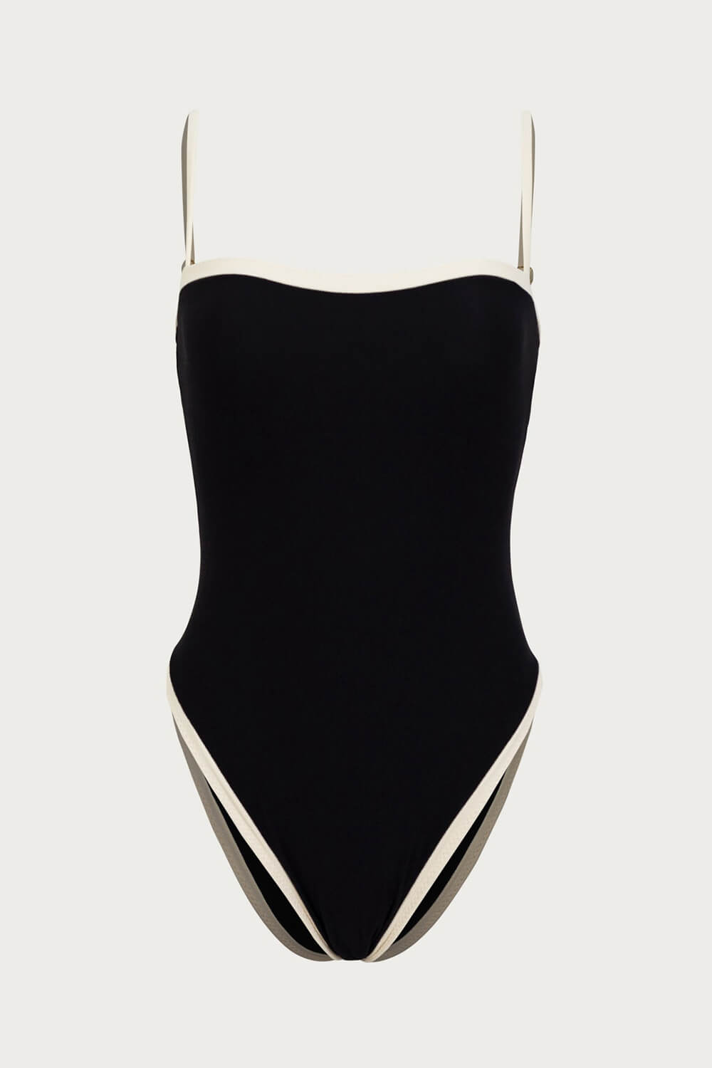 Colorblock Contrast Trim High Rise One Piece Swimsuit - Black