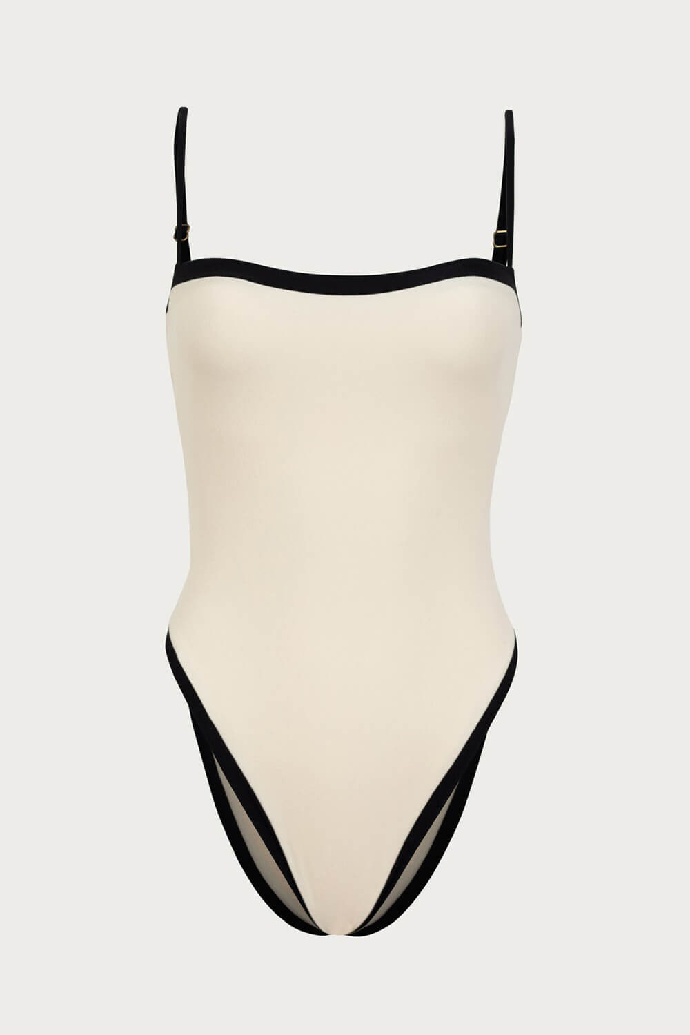 Colorblock Contrast Trim High Rise One Piece Swimsuit - Cream