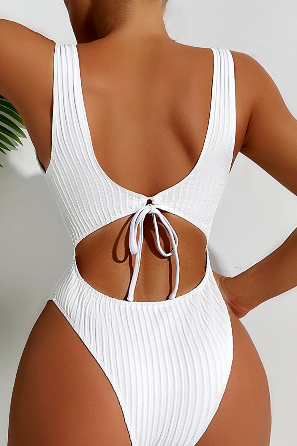 Textured Square Neck One Piece Swimsuit