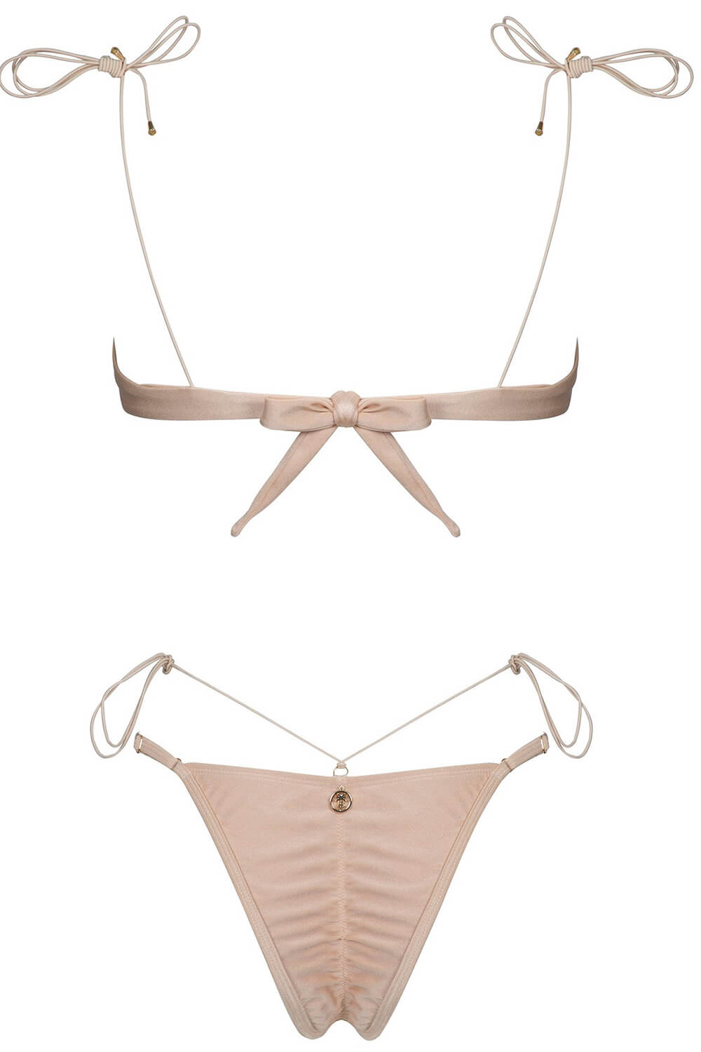Floral Embroidery Balconette Underwire Tie Side Bikini Set