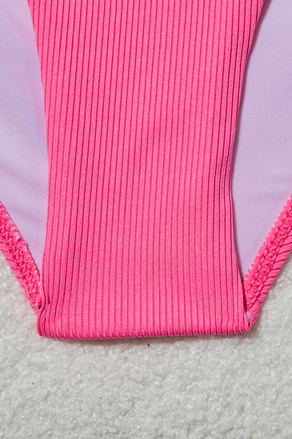 Ribbed Colorblock Cut Out One Shoulder One Piece Swimsuit