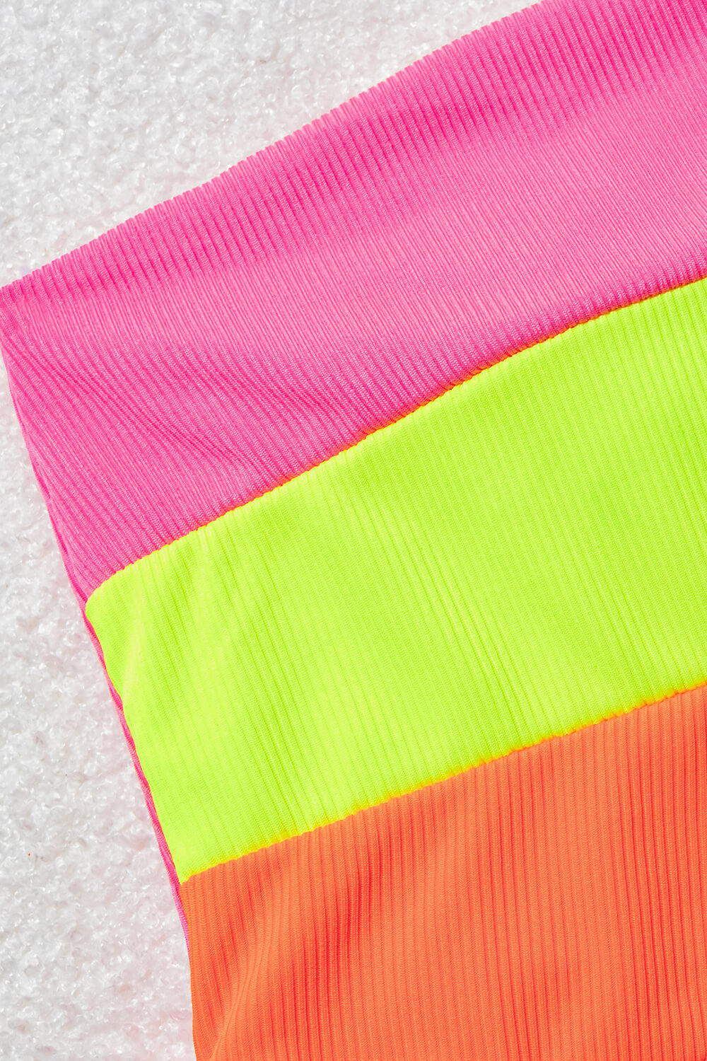 Ribbed Colorblock Cut Out One Shoulder One Piece Swimsuit