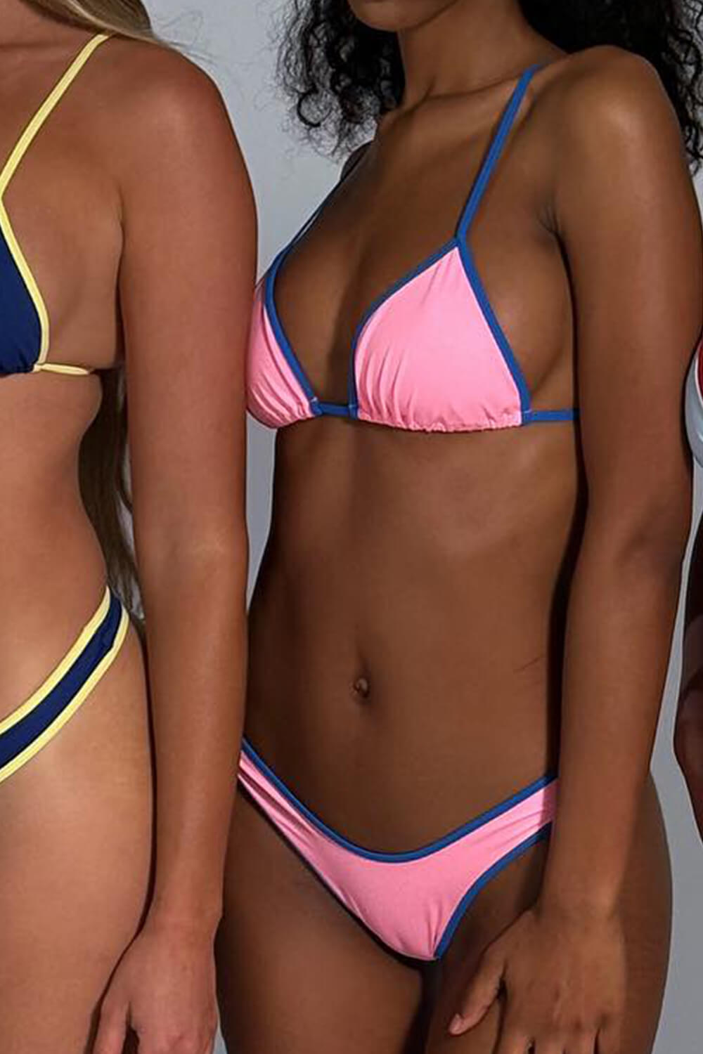 Contrast Trim Triangle Bralette High Cut Bikini Set
