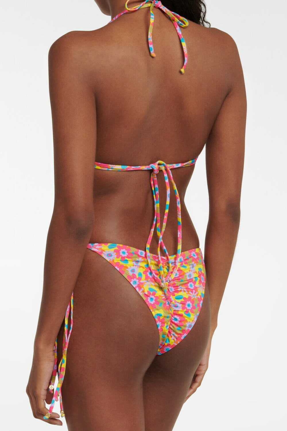 Floral Print Triangle Adjustable Tie Bikini Set