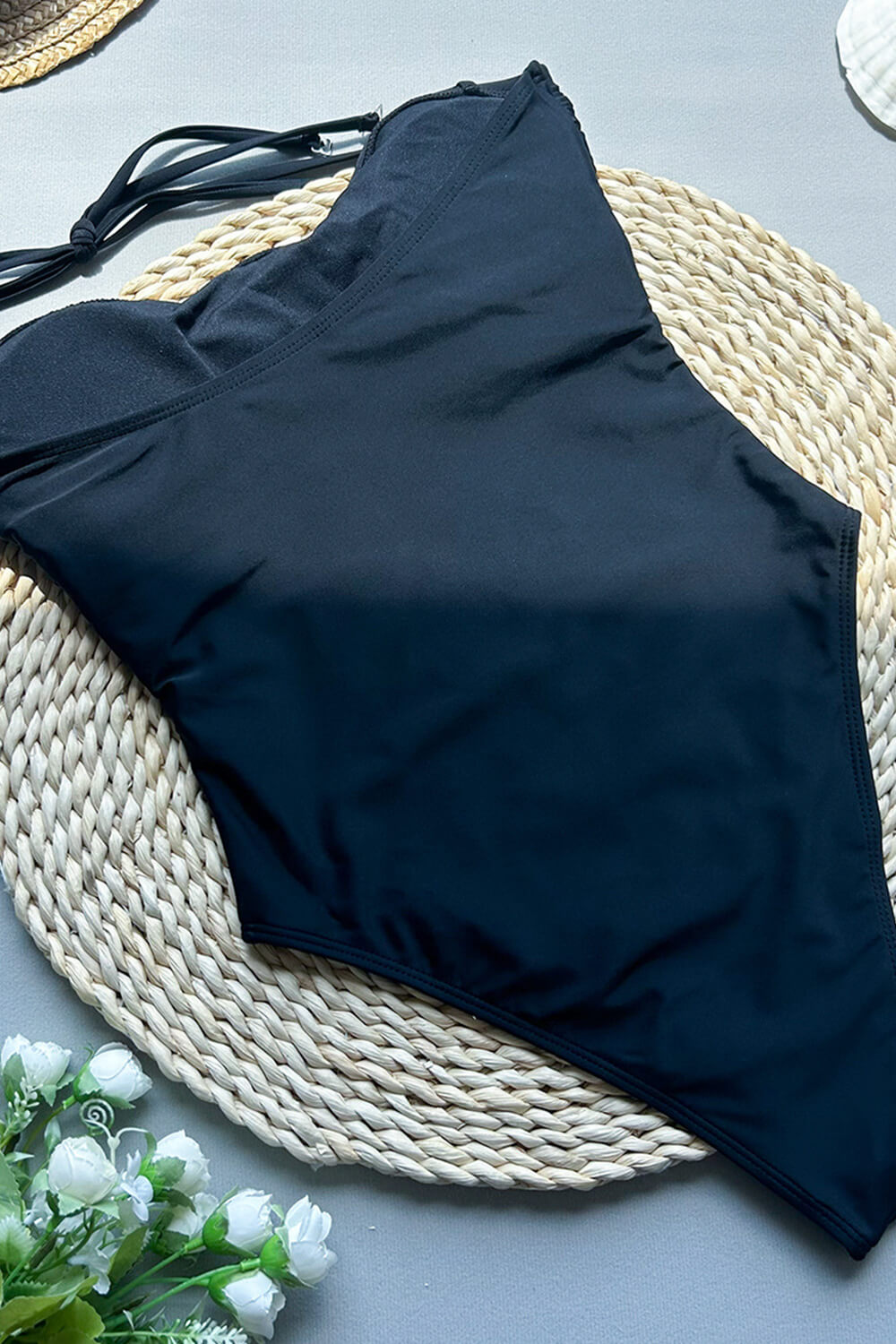 Strapless One Piece Swimsuit With Metal Gold Details