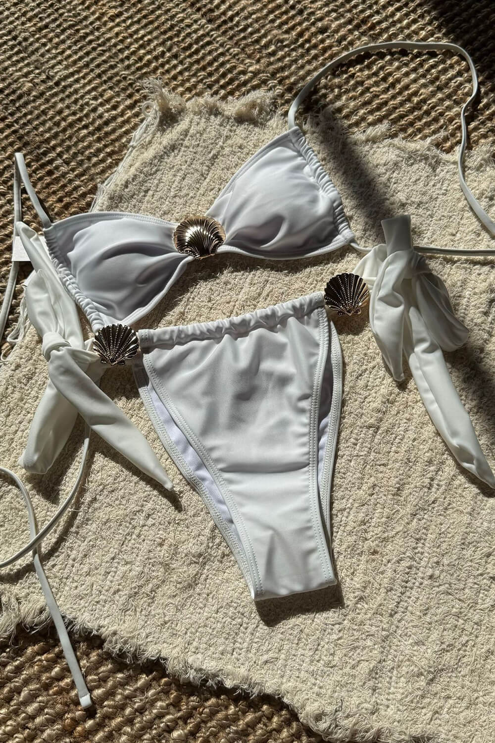 Seashell Bralette Bandeau Tie Side Bikini Set