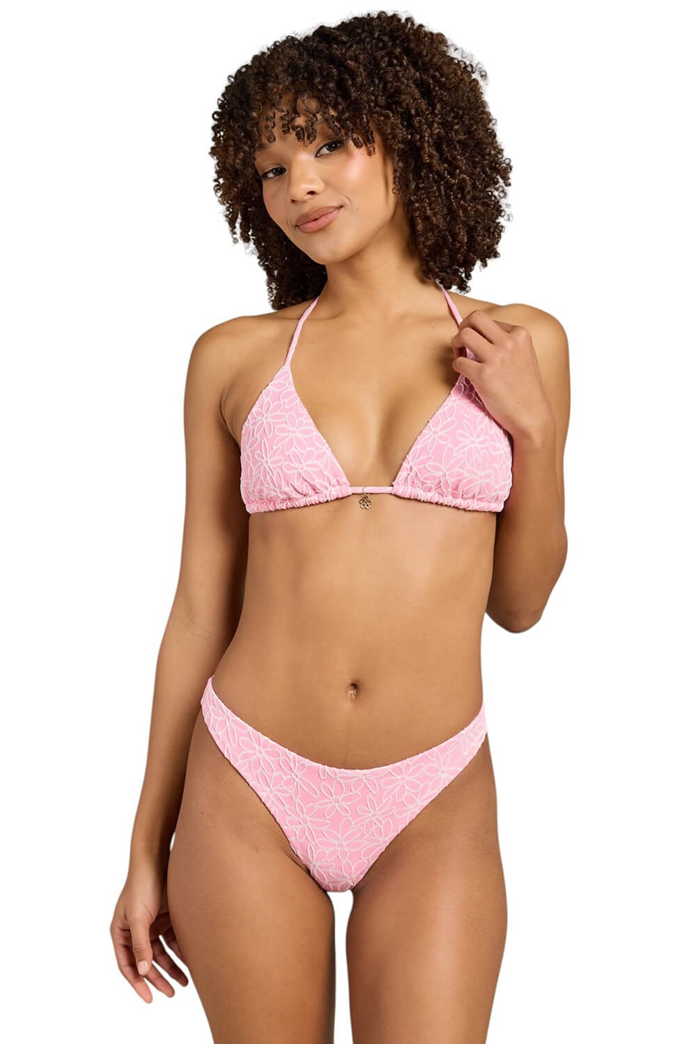 All-Over Floral Print Triangle Tie Side Bikini Set