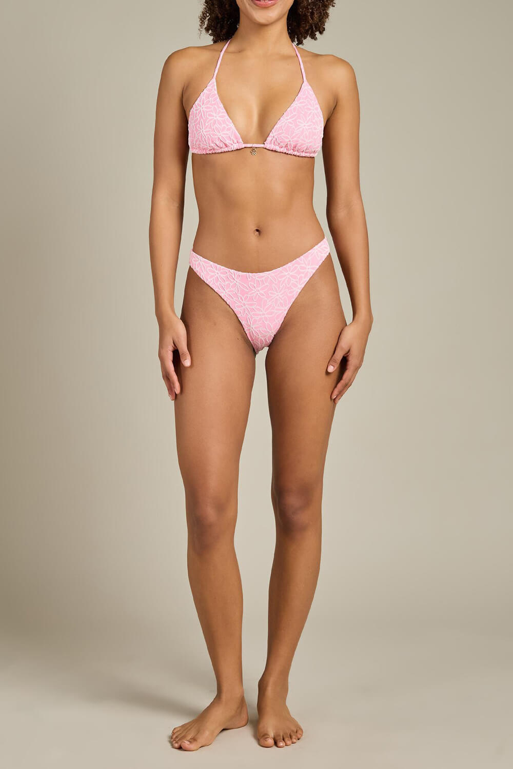 All-Over Floral Print Triangle Tie Side Bikini Set