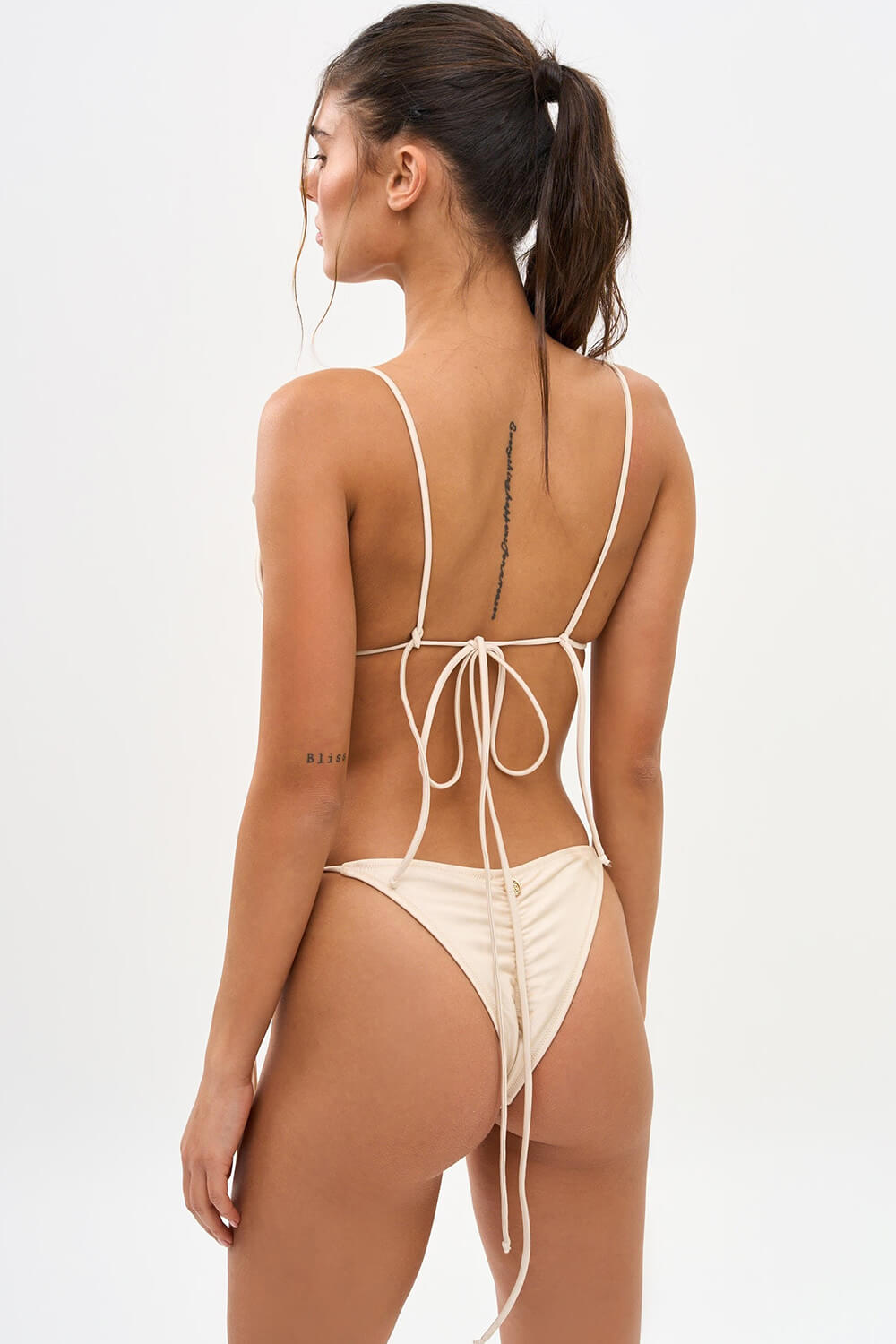 Rose Applique String Triangle Tie Side Bikini Set