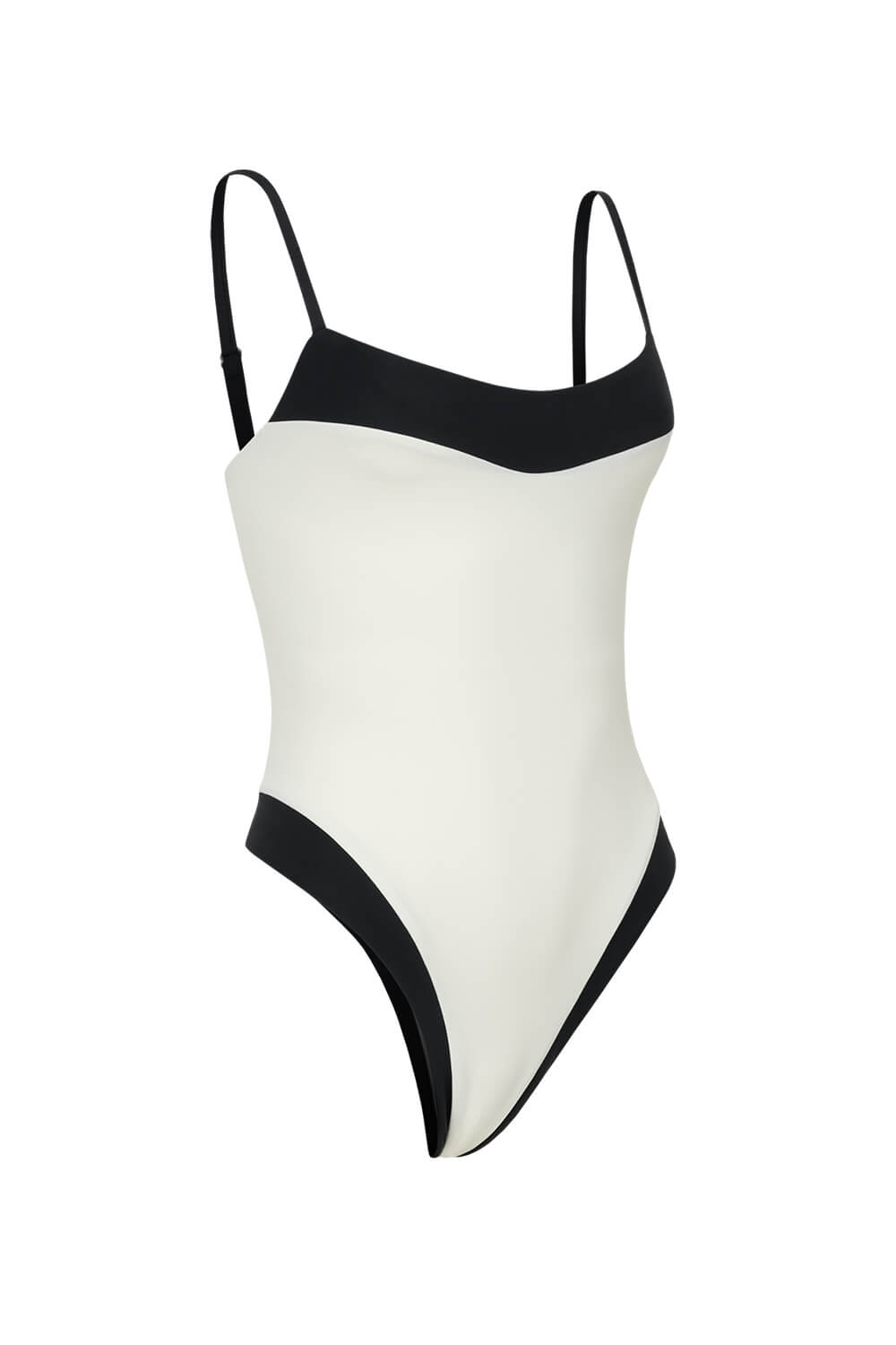 Colorblock High Rise One Piece Swimsuit - White & Black