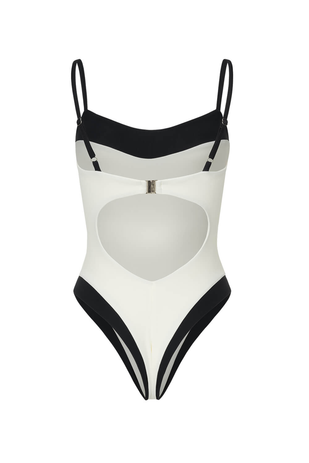 Colorblock High Rise One Piece Swimsuit - White & Black