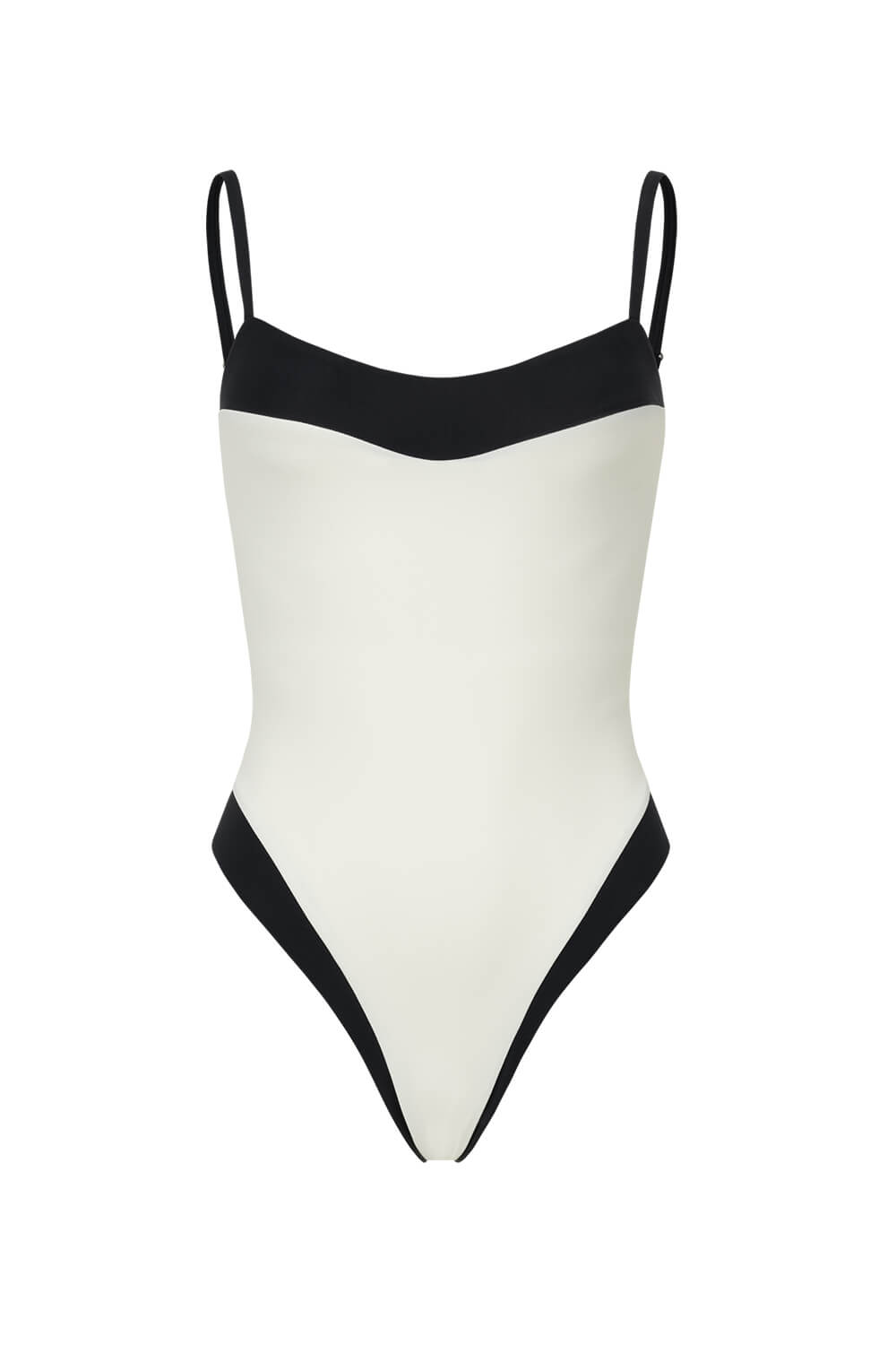 Colorblock High Rise One Piece Swimsuit - White & Black