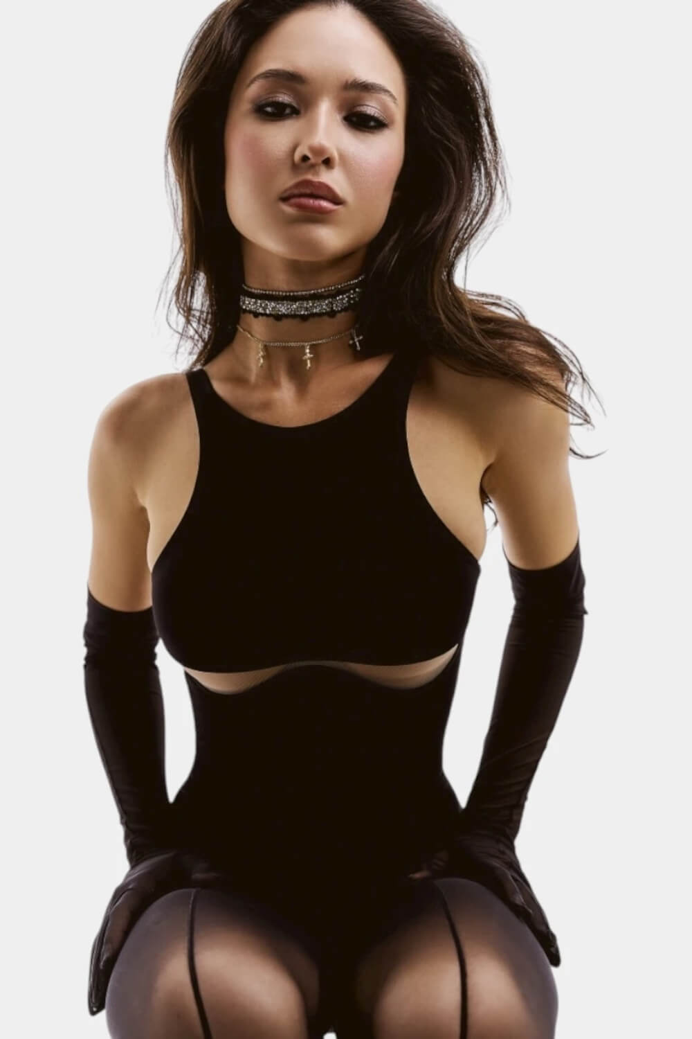 Black High Scoop Neckline Cut-Out Underwire One Piece Swimsuit