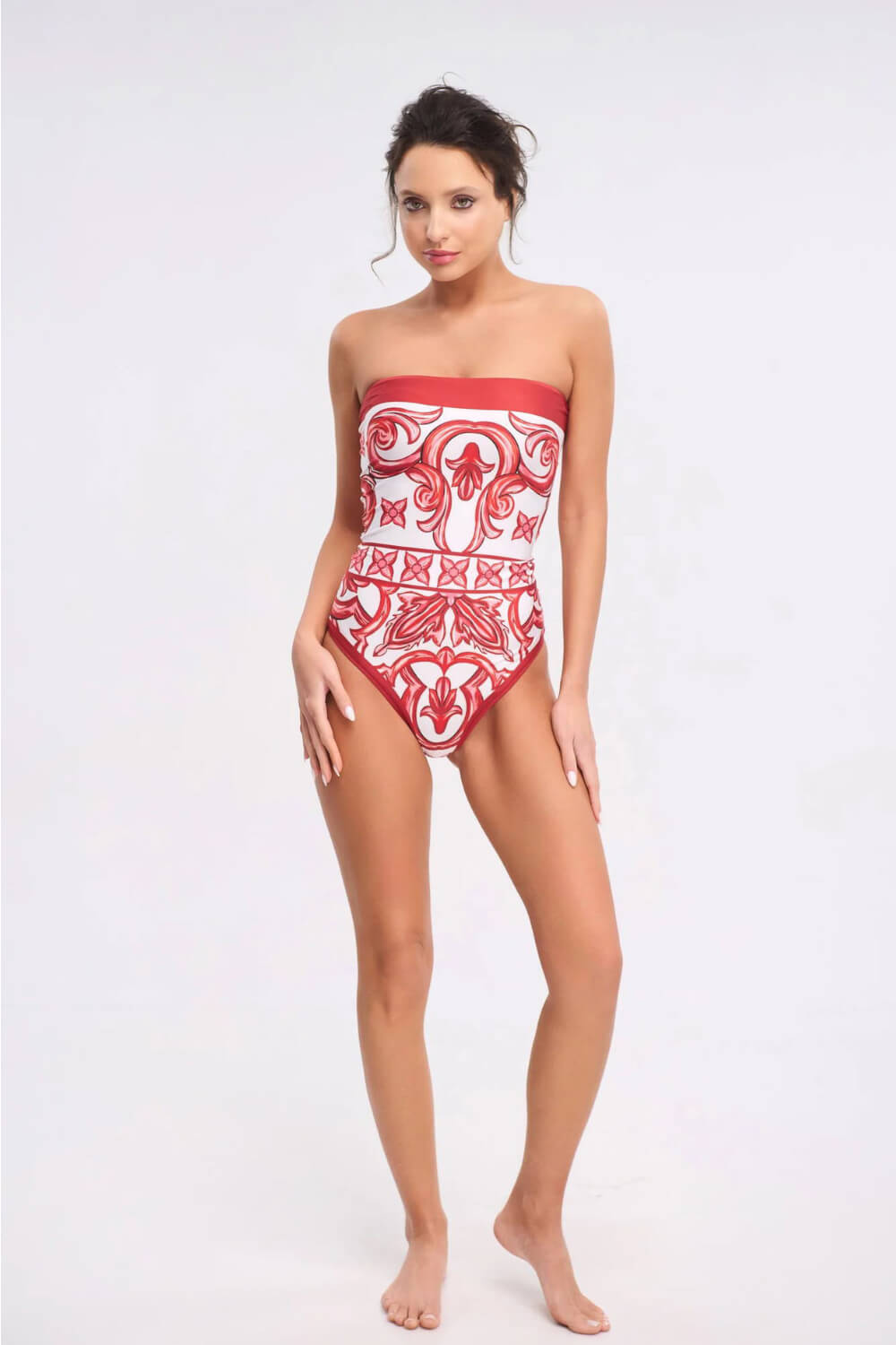 Ethnic Strapless One Piece Swimsuit