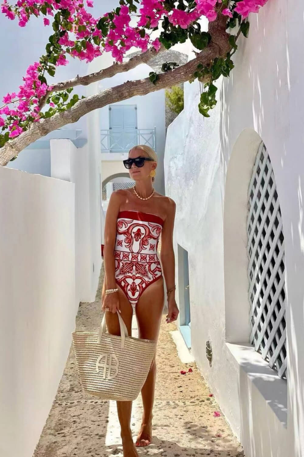 Ethnic Strapless One Piece Swimsuit