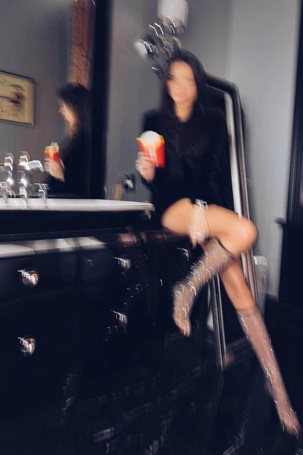 Rhinestone Clear Perspex Fishnet Pointed Toe Knee High Sock Heels