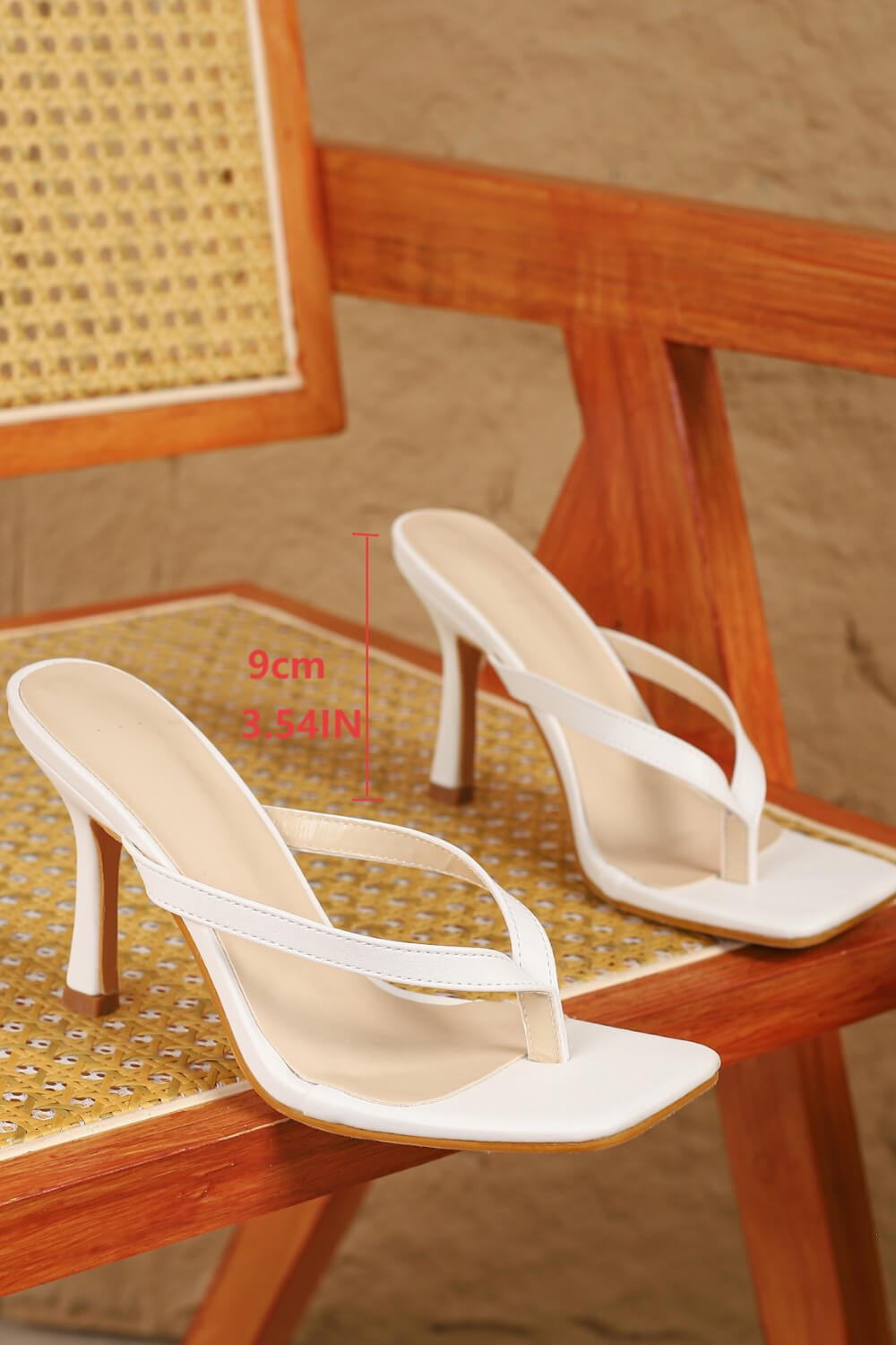 Open Square Thong Toe Stiletto Heeled Mule Sandal