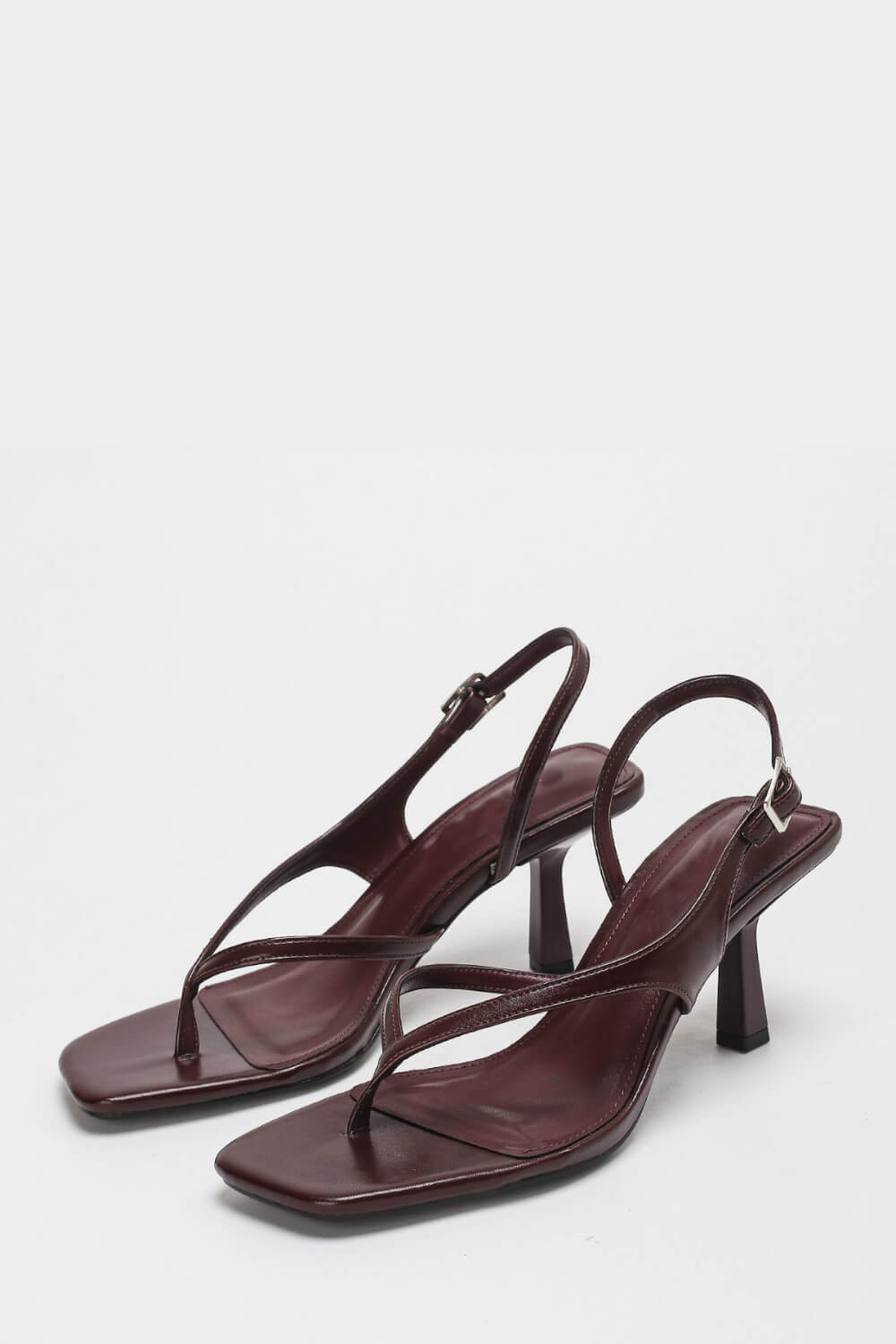 Strappy Thong Open Square Kitten Heel