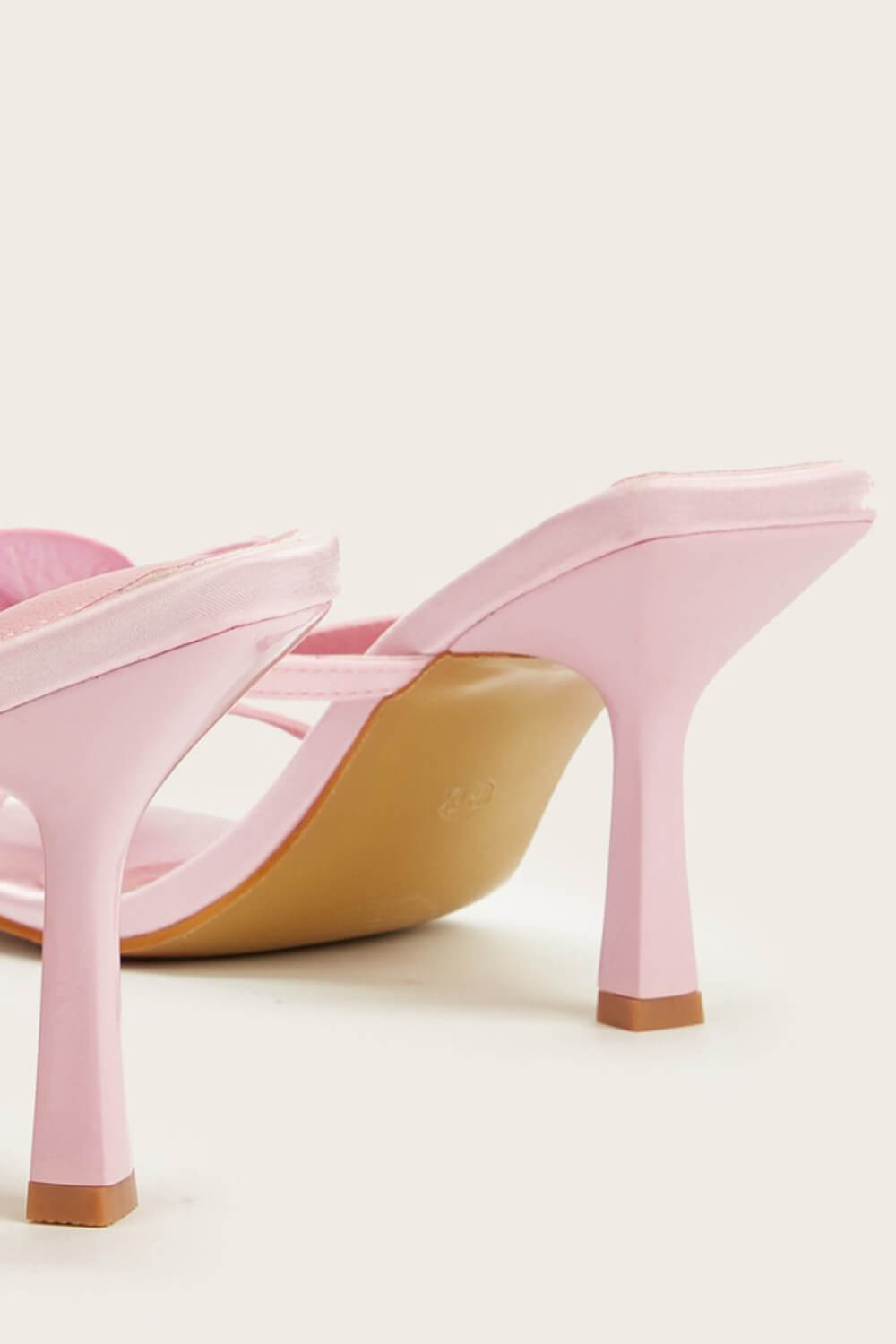 Flower Detail Square Toe Heeled Mule Sandals