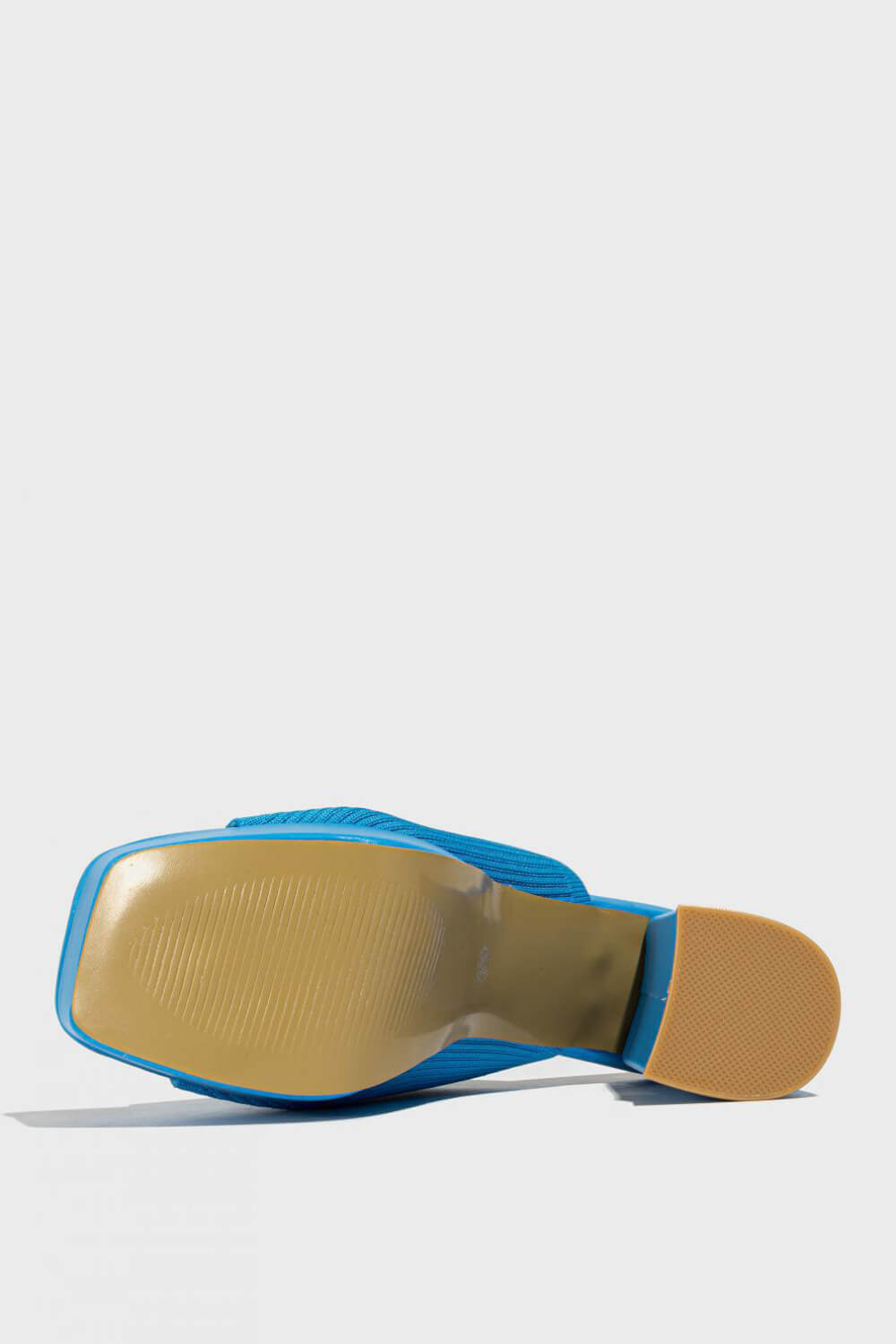 Lycra & Knit Chunky Open Toe Platform High Heeled Mules